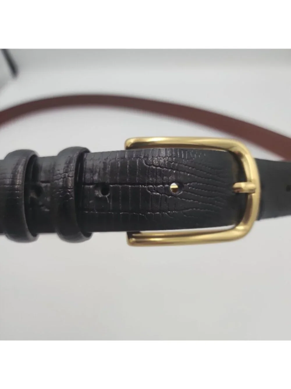 Perry Ellis Mens Black Bonded Leather Belt 56 Fits 51-57